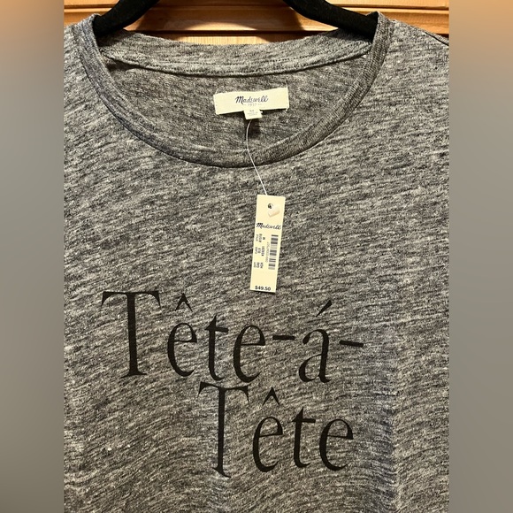 NWT Madewell Tete-a-Tete Short Sleeve Linen Tee - Picture 3 of 4